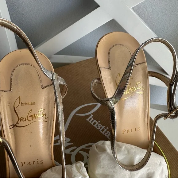 Christian Louboutin Rivierina 100 Patent Specchio Pointed Toe Ankle Straps Heels - Picture 7 of 12